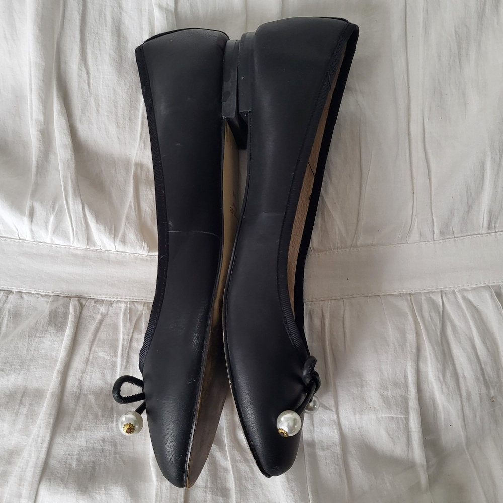 Kate Spade Black Flats with Bow and Pearls - Picture 2 of 7